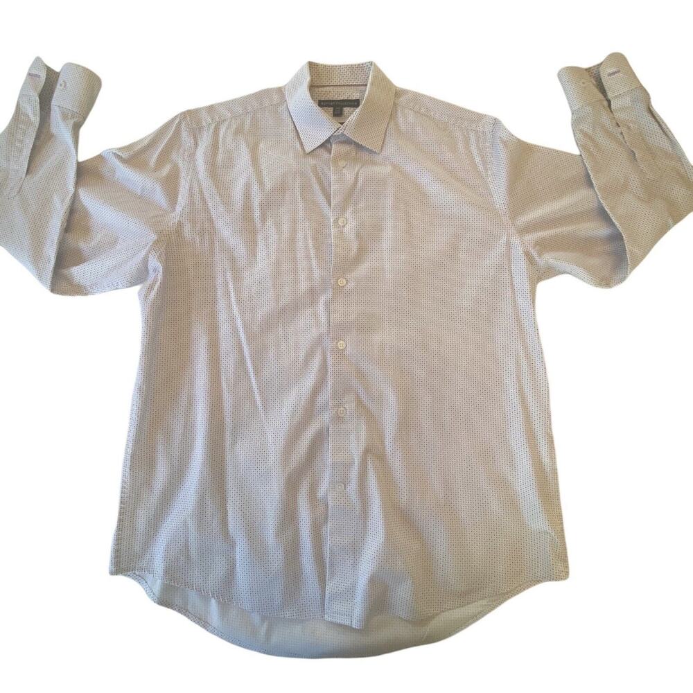 Report Collection Men's Med Short Slim Long Sleeve Shirt Light Purple Button Up